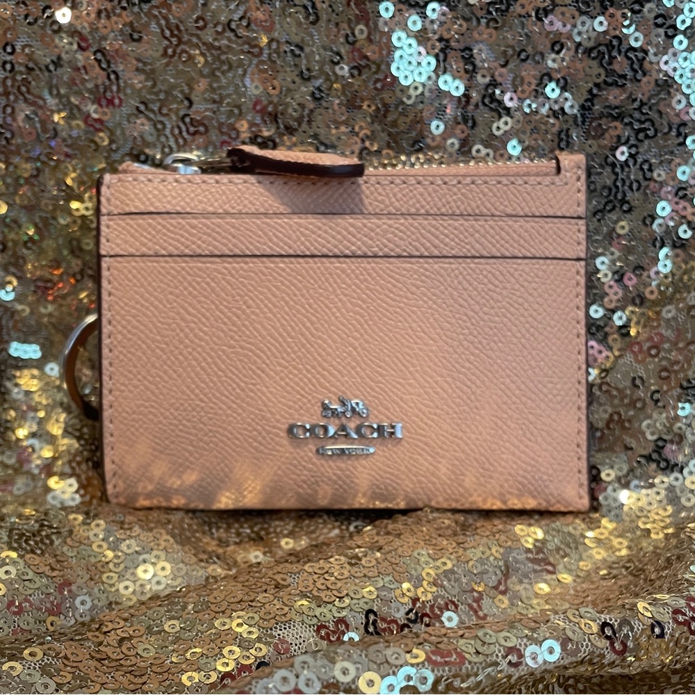 Coach Mini Skinny Id Case Crossgrain Leather in Faded Blush